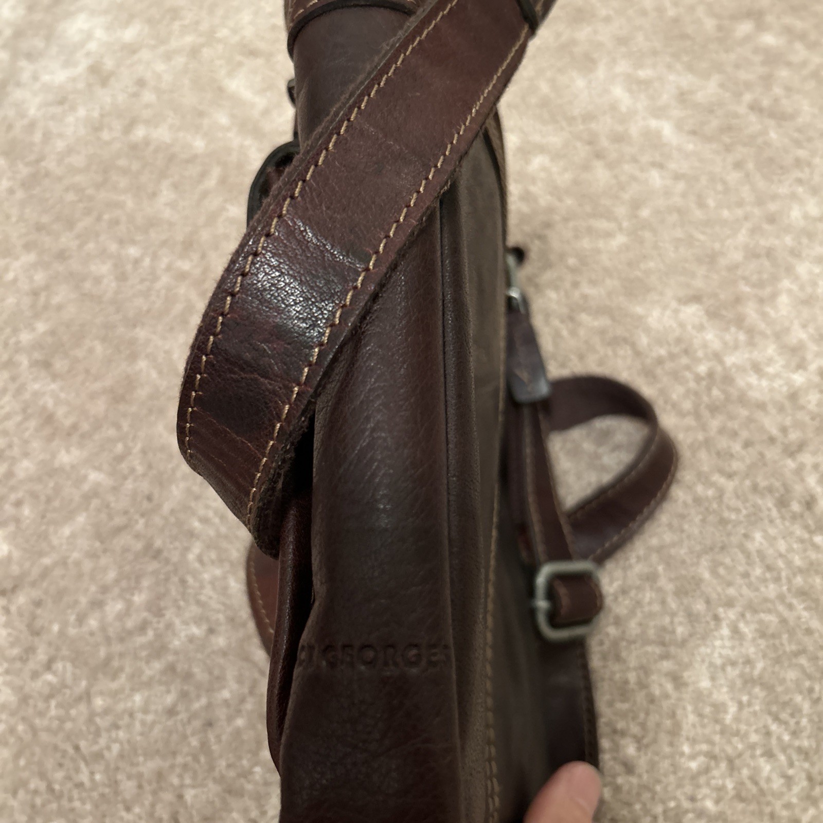Leather Artisan Heavy Leather Messenger Bag Crossbody 10in X9 In . Never Used