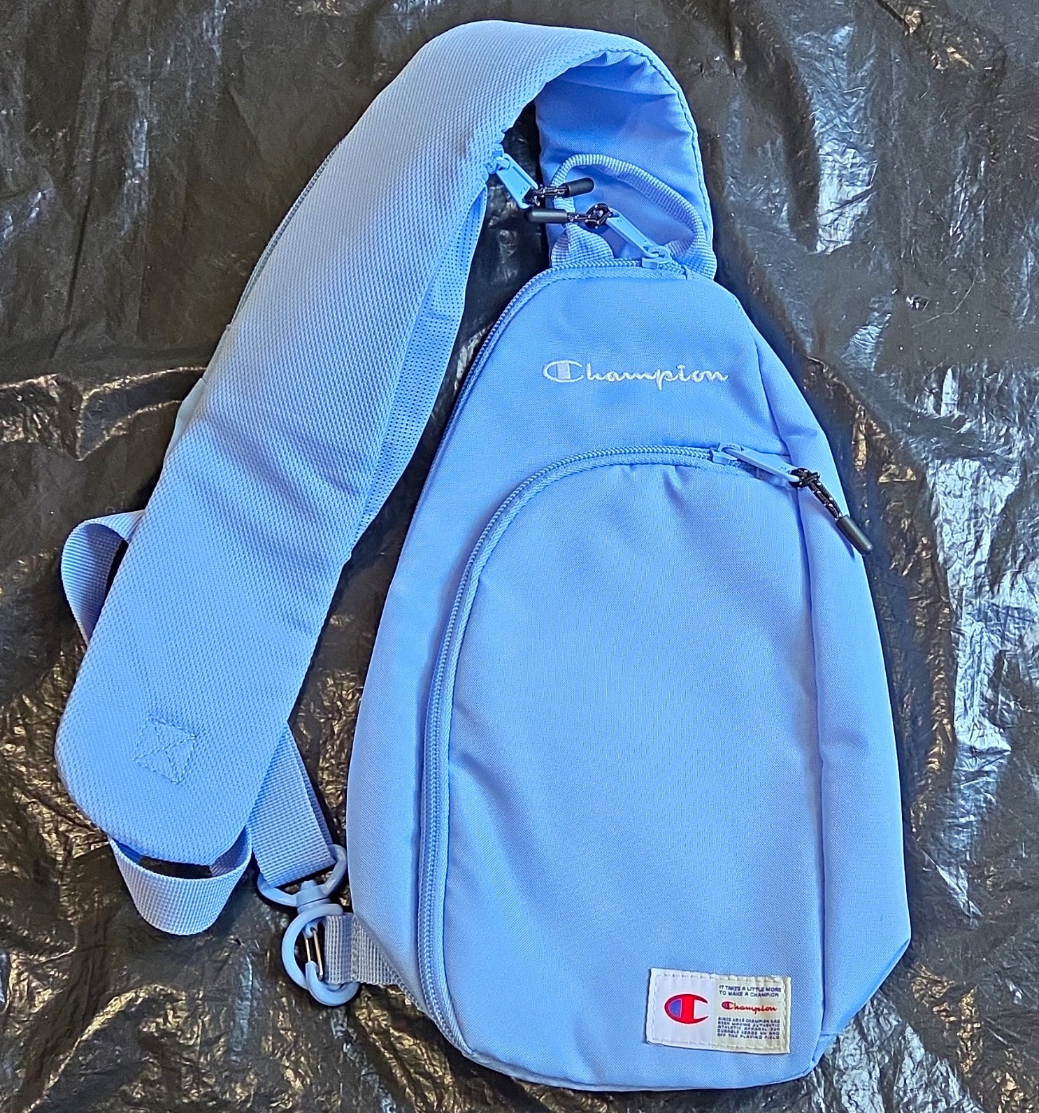 Champion Blue Crossbody Sling Bag, Zip Closure, Adjustable Strap, Men’s