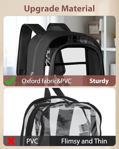 KIMNERPU Clear Backpack, Fabric & PVC Transparent Backpack with Reinforced St…