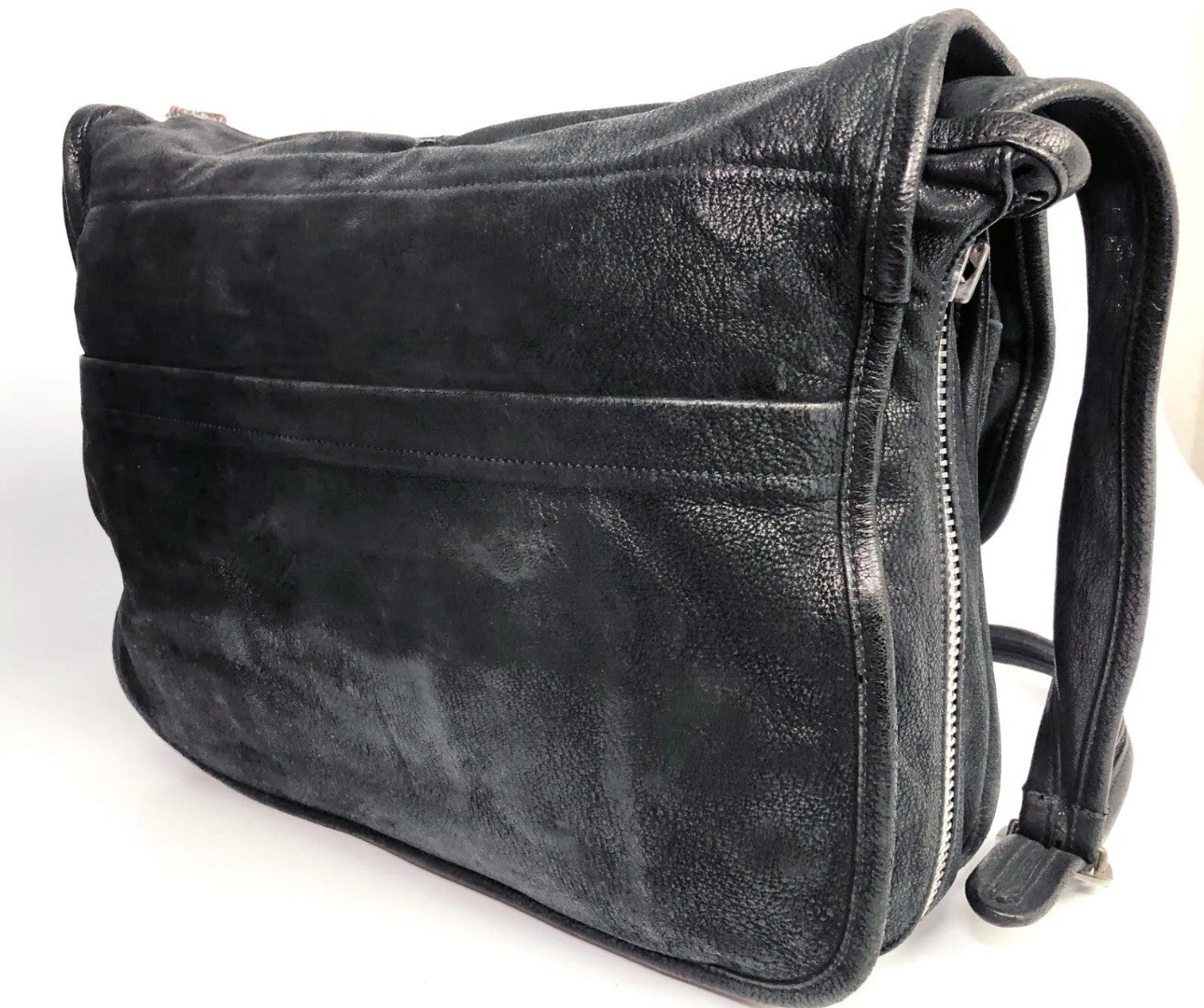Vintage 90’s Chrome Hearts Cross Patches Gunslinger Black Leather Messenger Bag