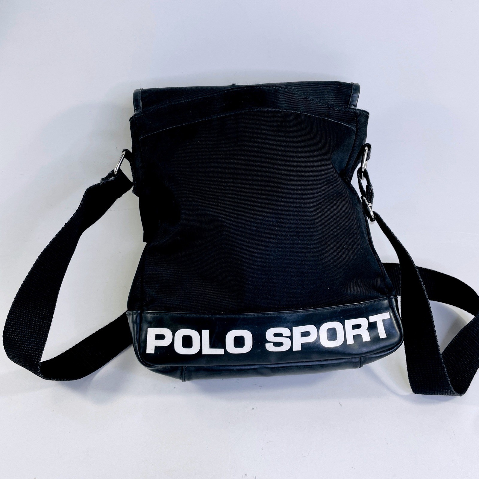 Polo Sport Ralph Lauren Messenger Bag Black Canvas Vintage Crossbody Logo Bag