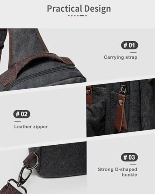 Messenger bag for Men,Small Sling Crossbody Backpack Shoulder Bag for A-black