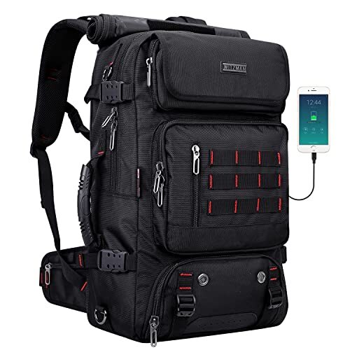 Carry on Travel Backpack for Men Airline Approved Convertible Nylon (B682 Black)