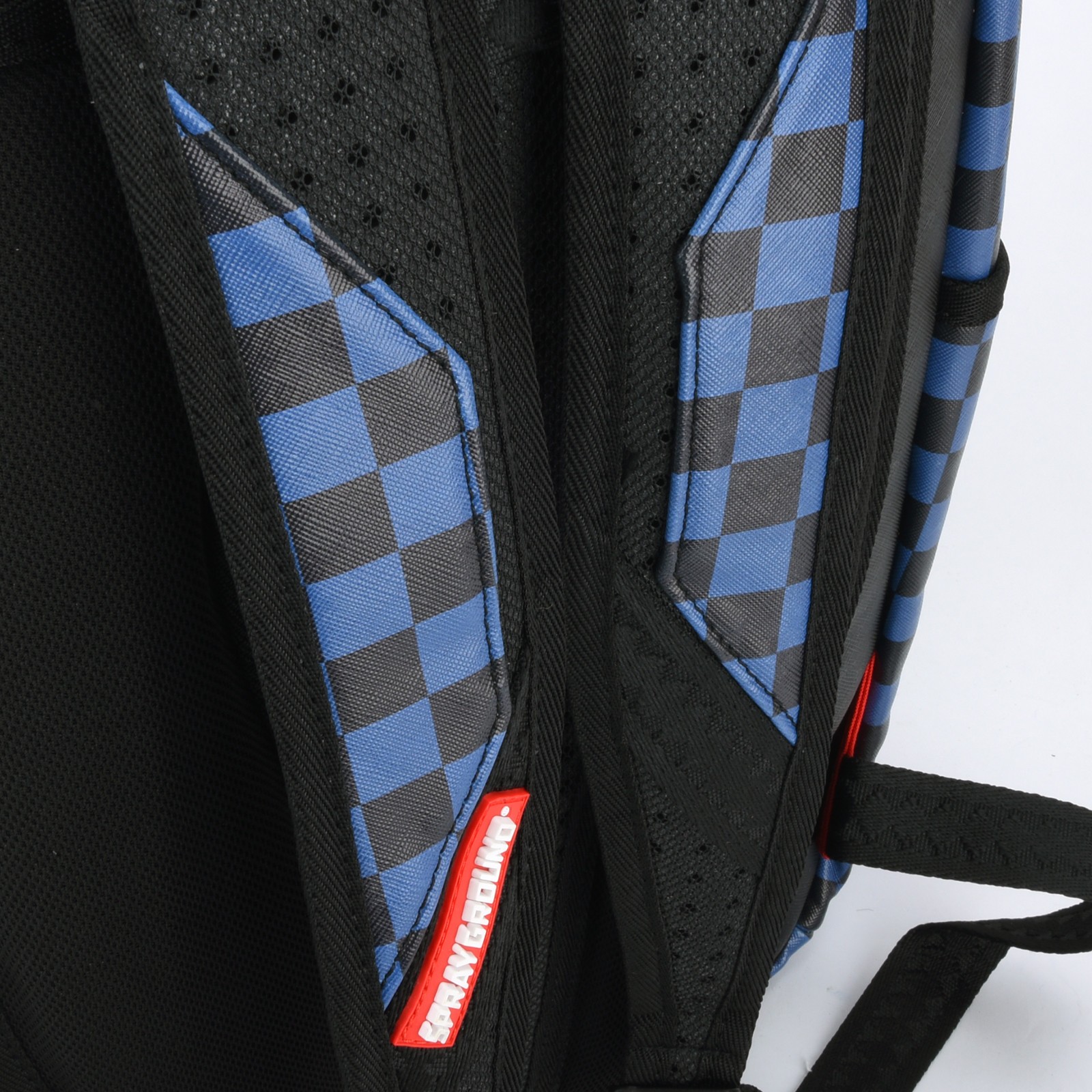 Sprayground Midnight Magic Shark Leather Bag Backpack Unisex Blue Black Plaid