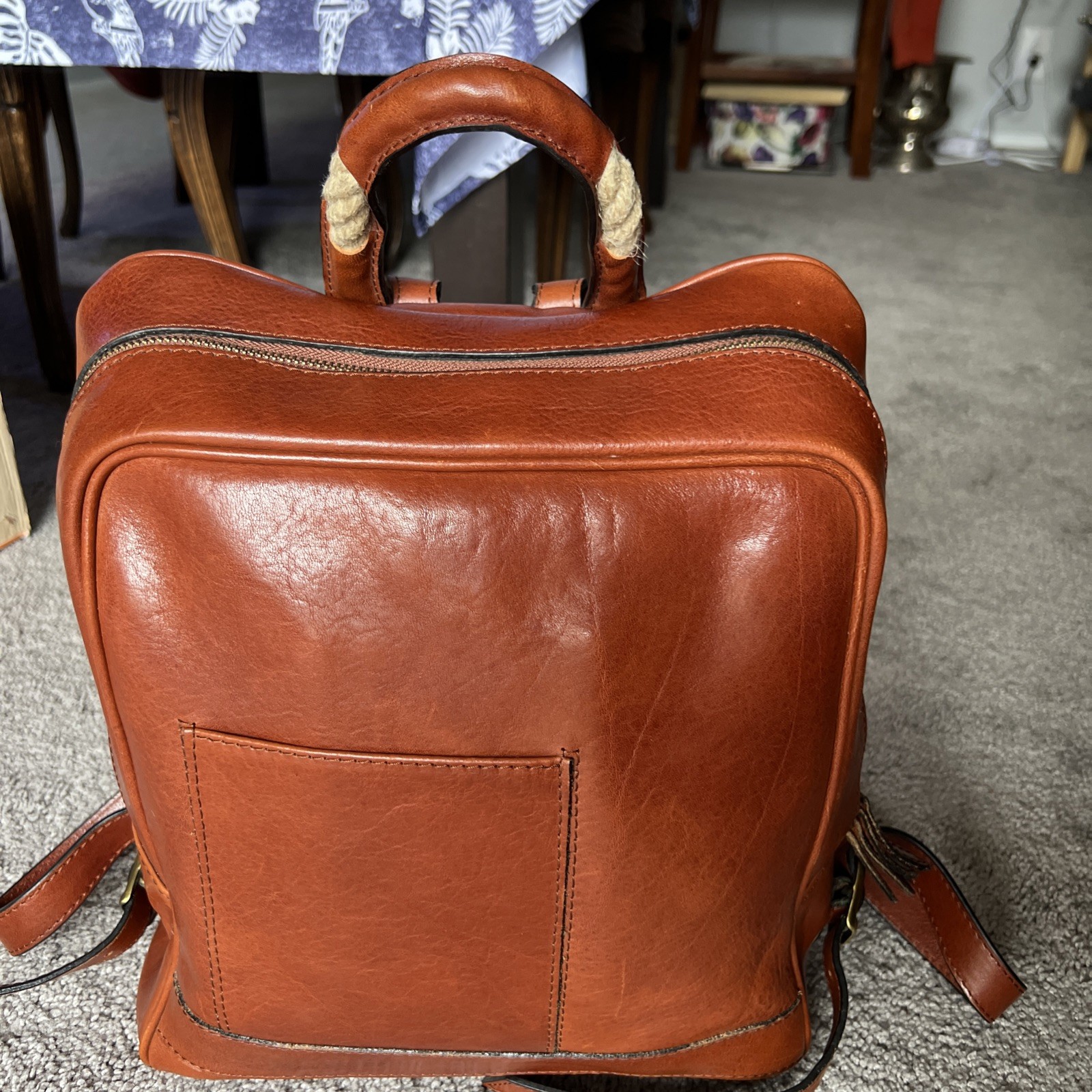 Italian Florence Handmade High Q Genuine Leather Unisex Backpack Made In Italy