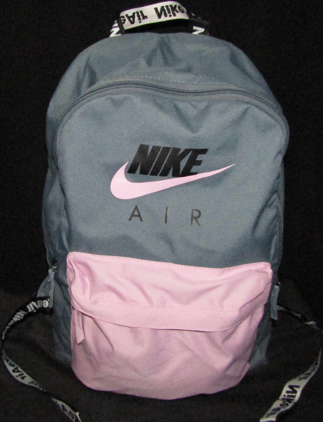 Nike Air Backpack Gray Pink Logo Adjustable Straps School Travel Bookbag Used