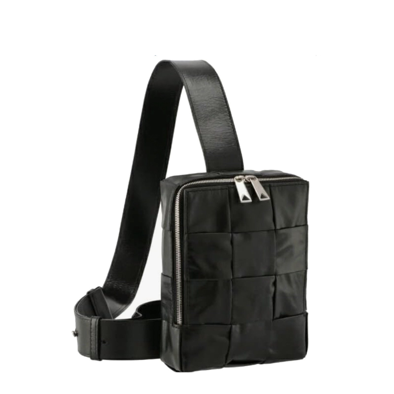 Bottega Veneta Cassette Crossbody Messenger Bag Black Intrecciato Leather NWT