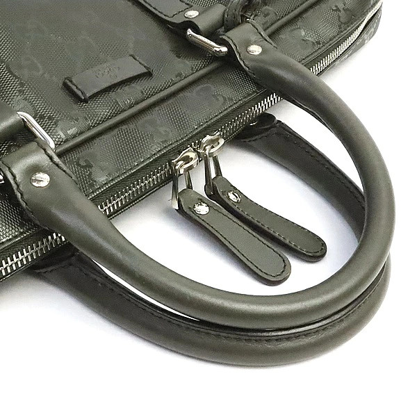 Gucci Briefcase GG Implime Pattern PVC Leather Moss Green 19223