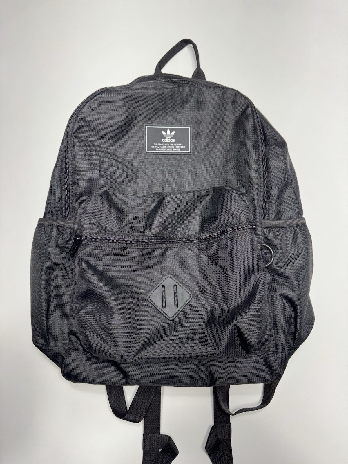 Adidas Laptop Backpack Black White Trefoil Padded Adjustable Strap Zipper Pocket