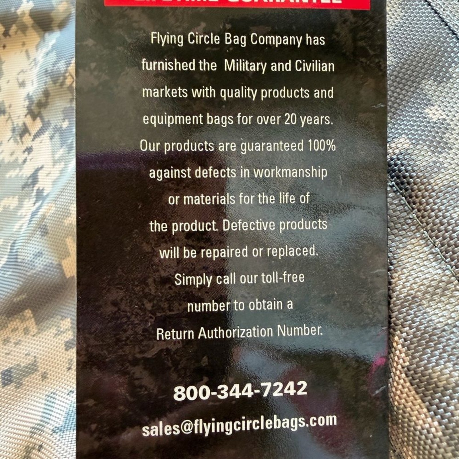Flying Circle bag. Military Digital Camo Garment Bag – Urban ACU Camo