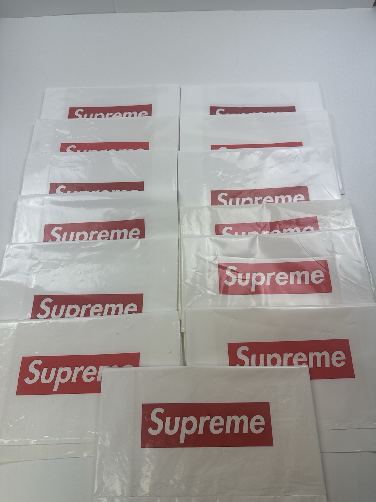 13 Original Supreme Plastic Red Box Logo Shopping Bag 16”x 13” White Authentic