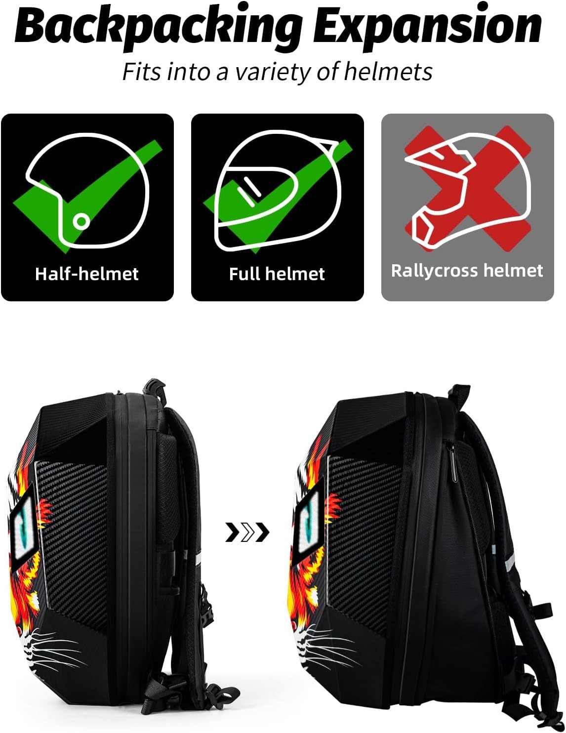 Gelrova Tiger Knight LED Backpack 19″ Programmable Animated Digital Eyes