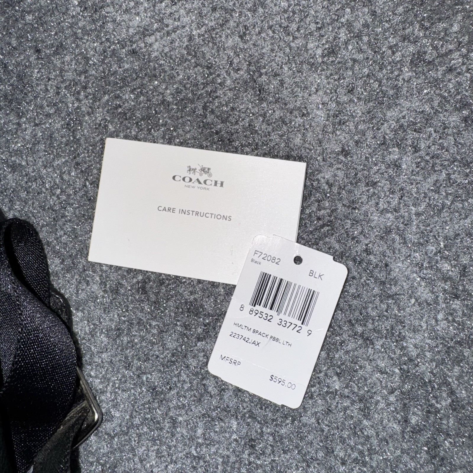 Coach Black Gotham Backpack Black Polished Pebble Leather Calf Trim Zip Pocket