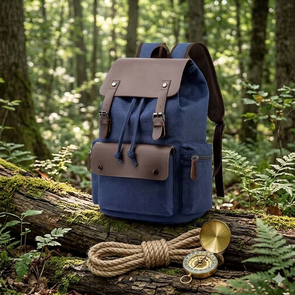Vintage Canvas Backpack Rucksack Men Women Travel Laptop School Hiking Bag Large