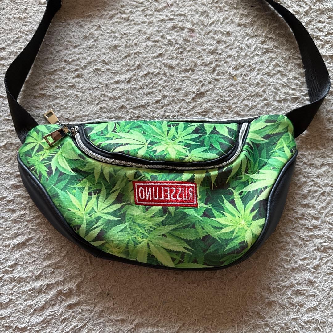 Russeluno Body Bag Waist Pouch Leaf Pattern Linen Utility