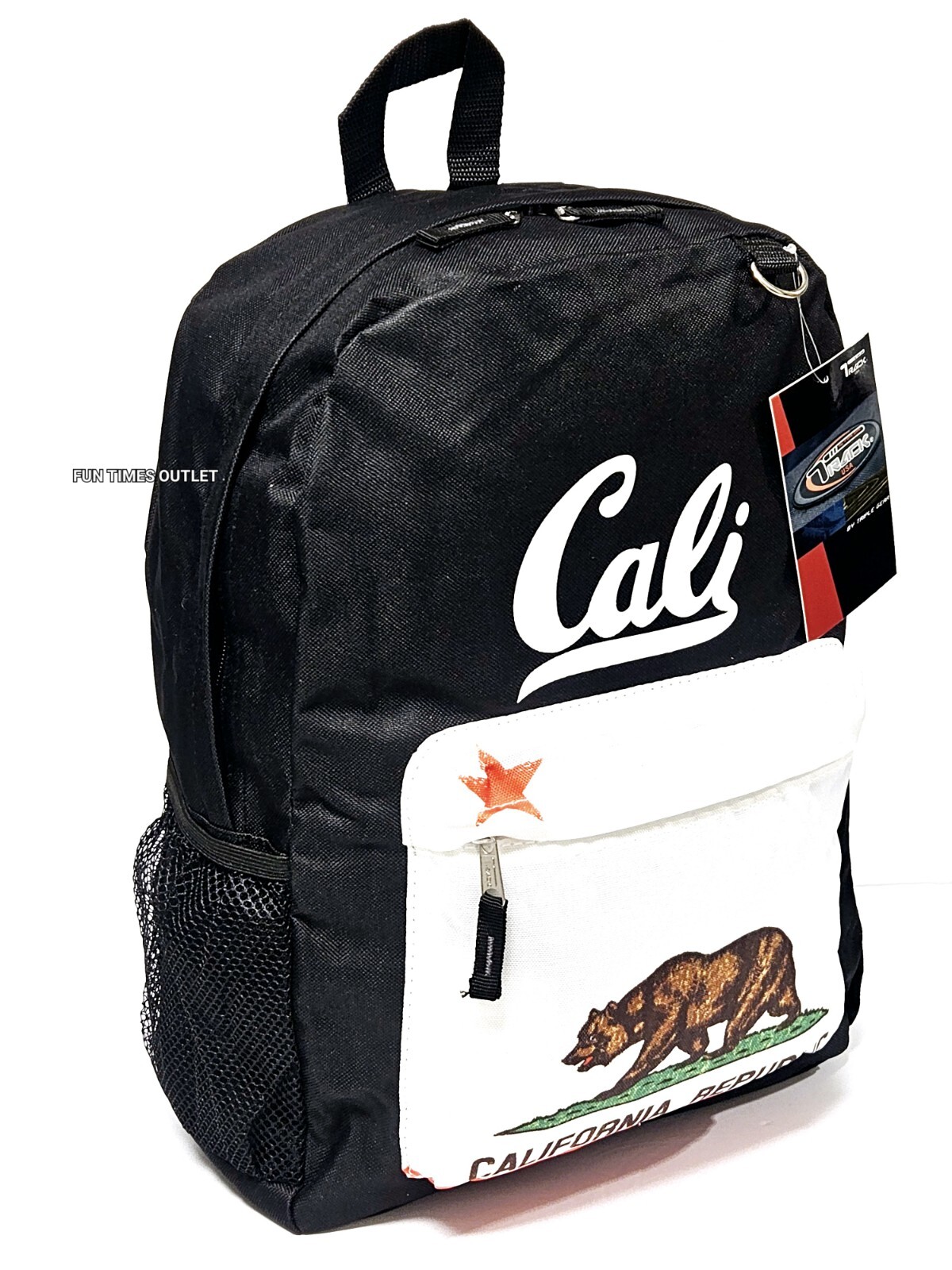 California Republic Bear 16″ Large Backpack Cali Black Travel Bag Mochila NEW