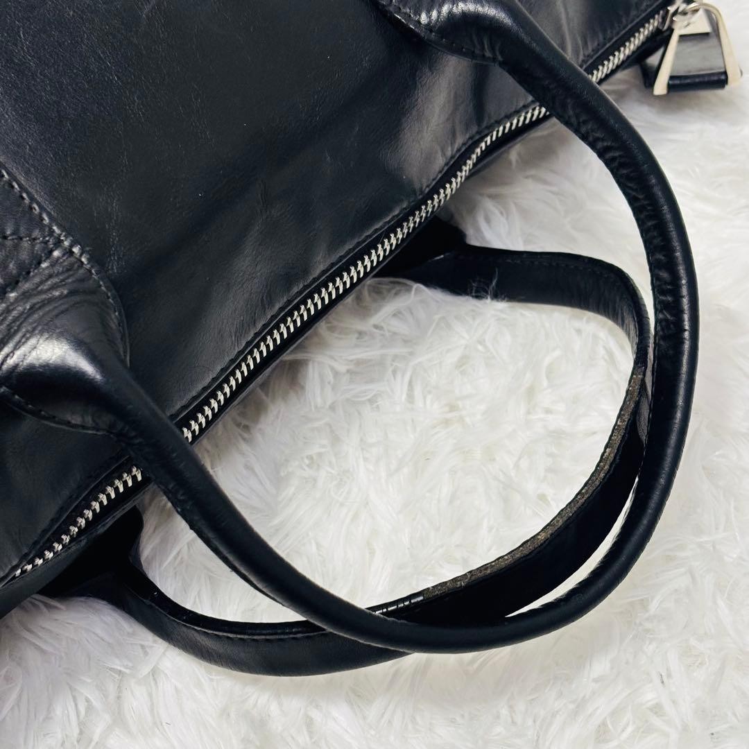 Authentic Bally Leather Business Tote Bag 29cm Black with Stripe Detailing