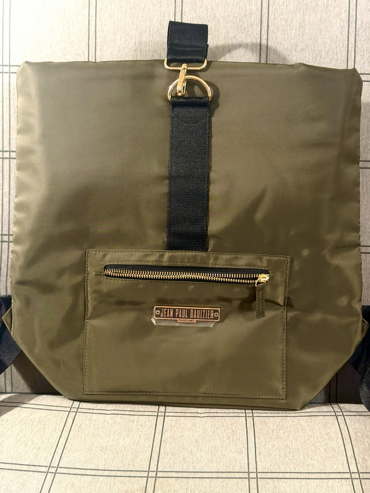Jean Paul Gaultier Solid Green/Black Backpack Zip Closure Outer Pockets Travel