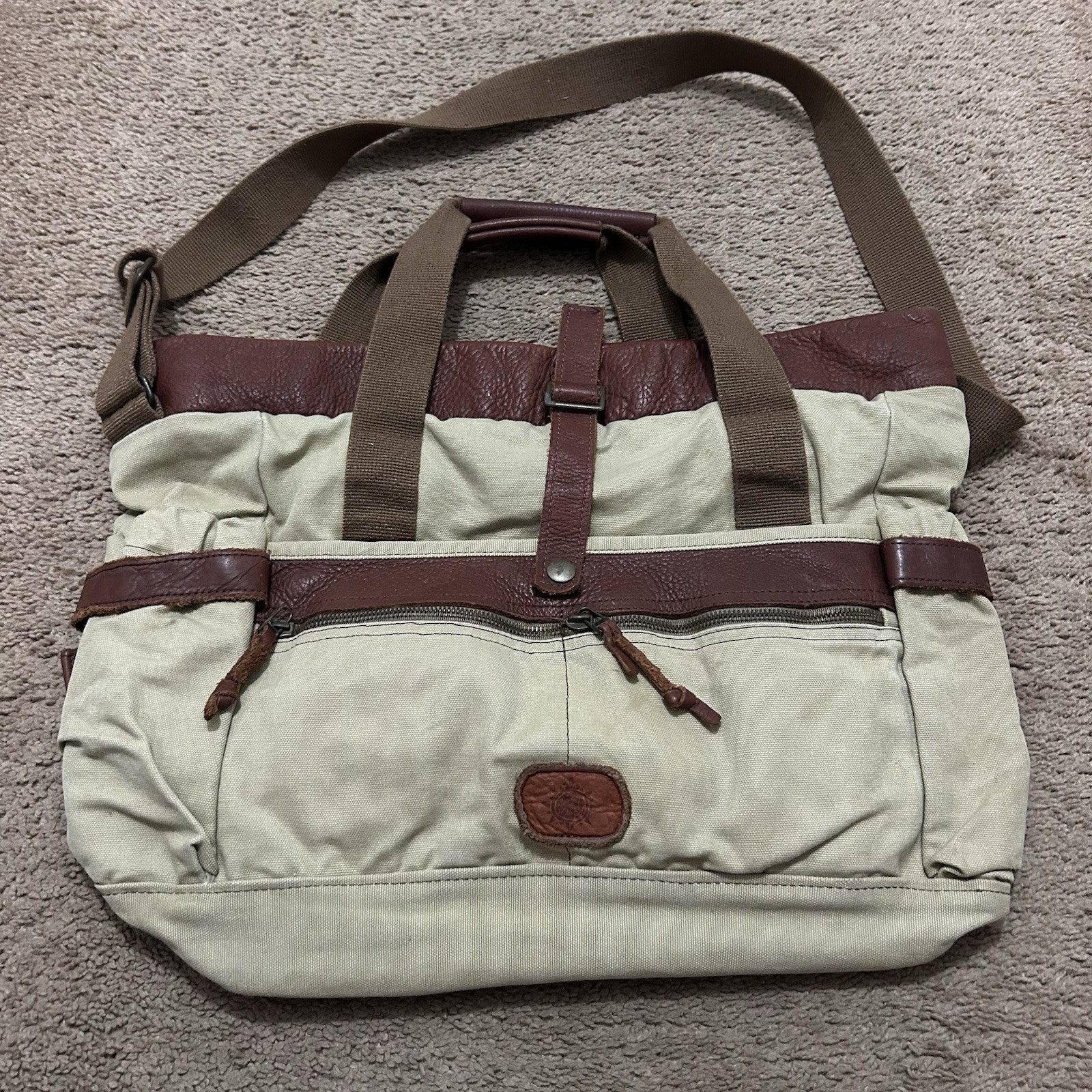 Vintage Buffalo Jackson Trading Co. Canvas & Leather Trim Messenger Bag