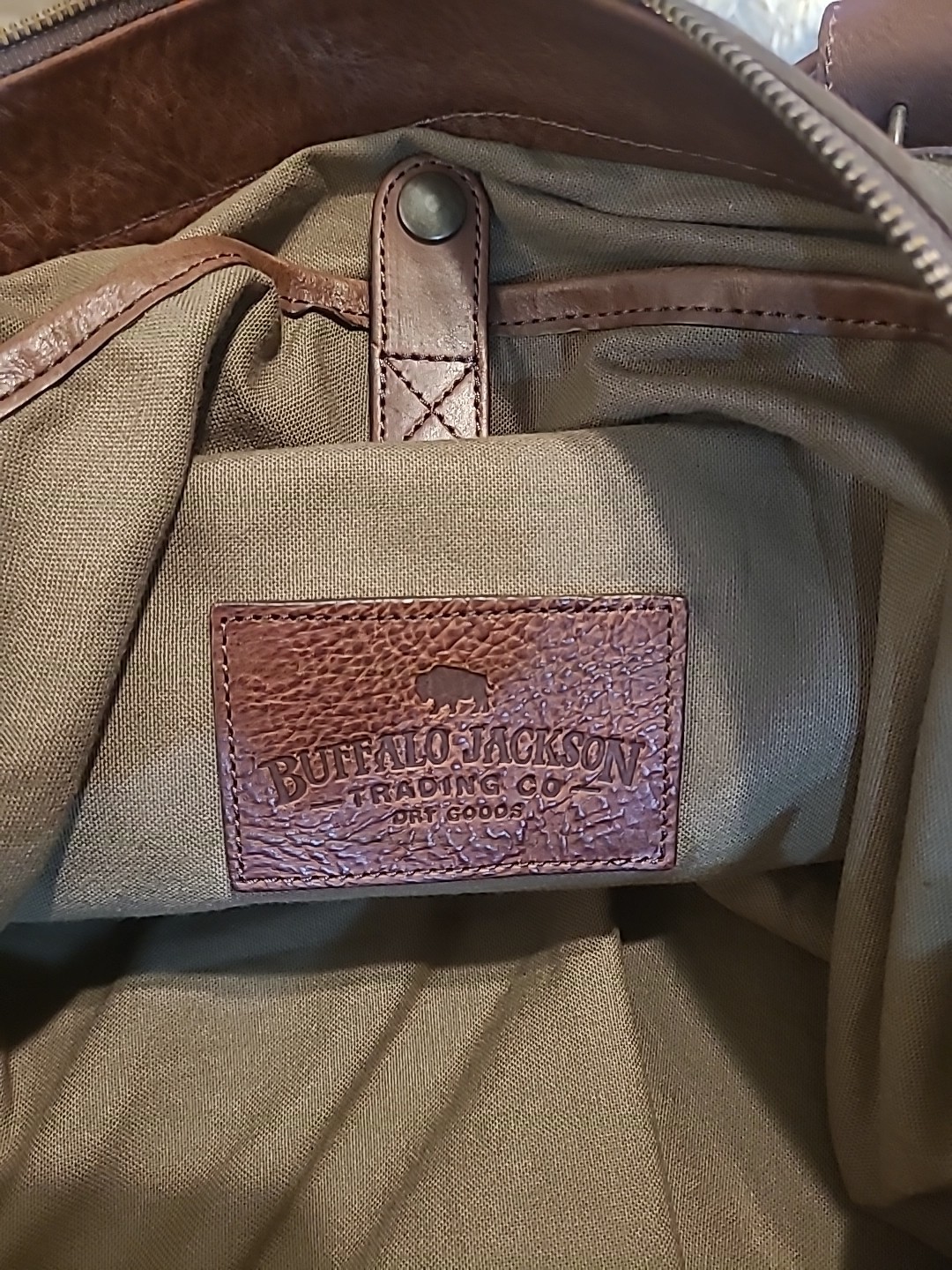 Buffalo Jackson Oversized Waxed Green Canvas & Leather Weekend Duffle Travel Bag