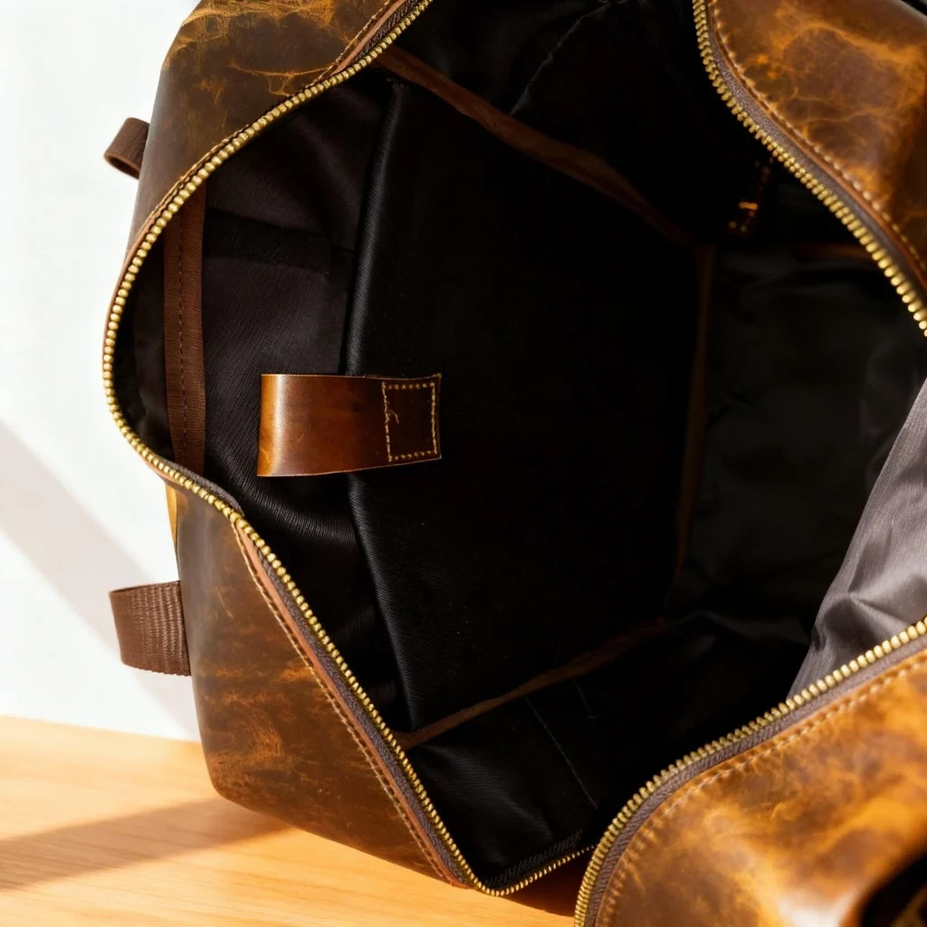Premium Brown Full Grain Leather Backpack -Rugged Multi-Pocket Laptop Travel Bag