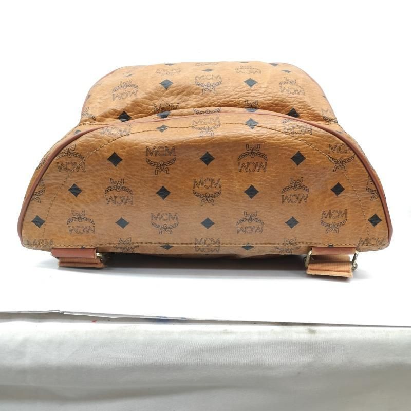 MCM Visetos Authentic Backpack Rucksack with Front Pocket Brown Monogram Men’s