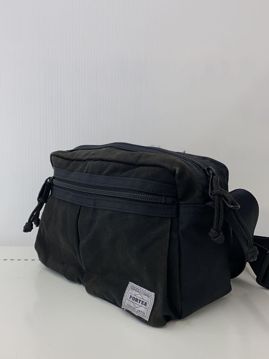 Authentic PORTER Nylon Shoulder Bag Black 11.5cm x 14.5cm x 2cm Damaged Fabric