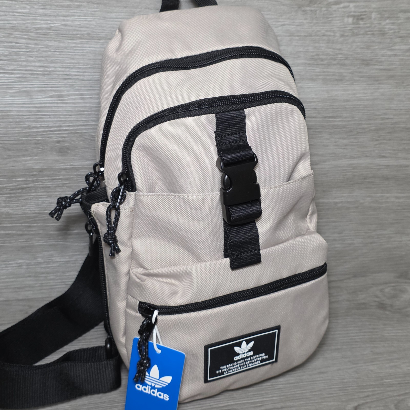 Adidas Originals Utility 3.0 Sling Backpack Beige Black Crossbody Shoulder Bag