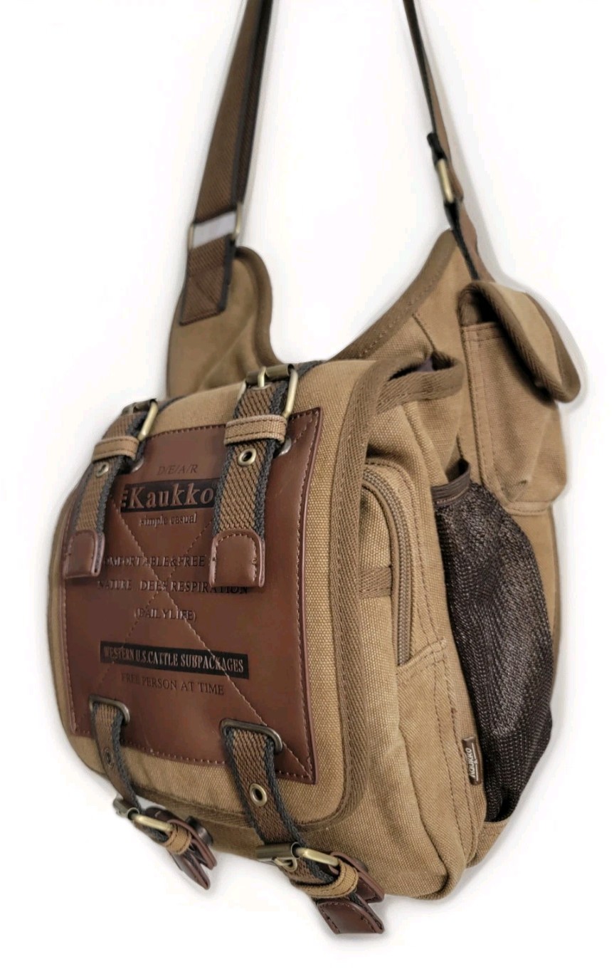 Kaukko Workshop Canvas Messenger Bag Crossbody Shoulder Sling Backpack Travel