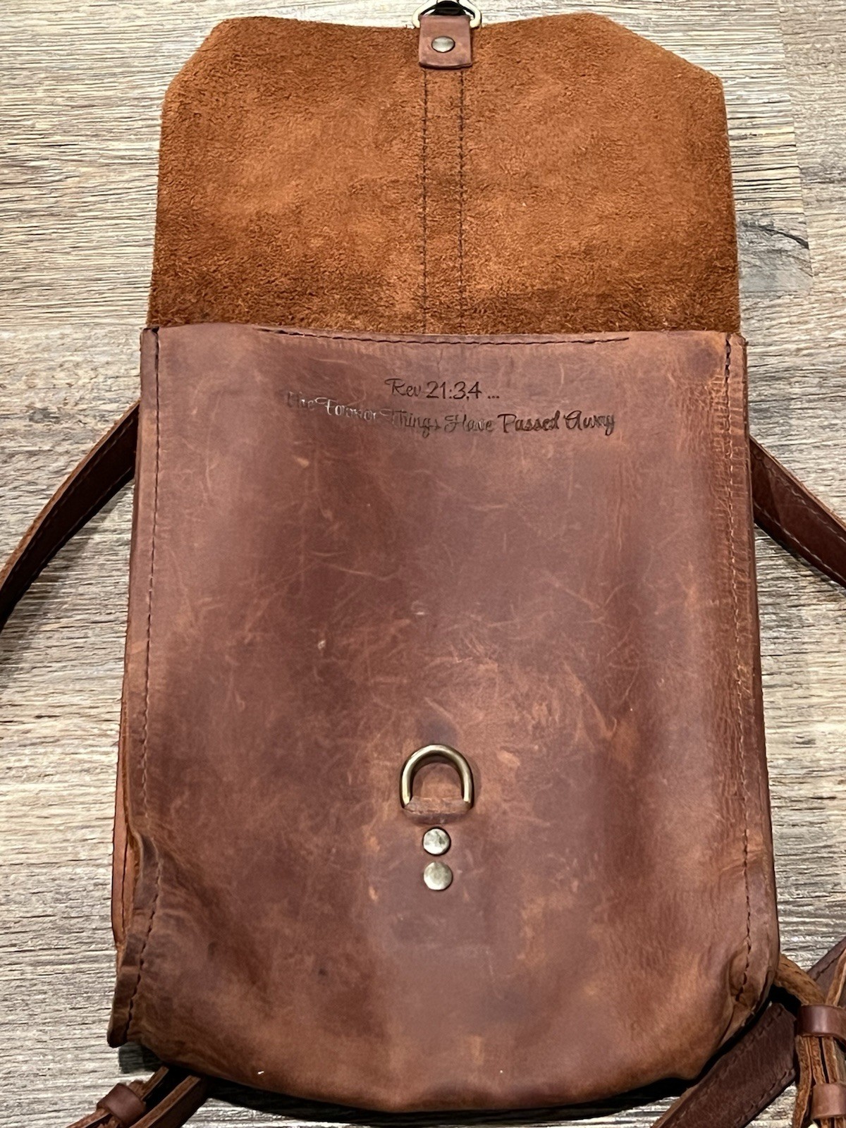 Handcrafted Full Grain Leather Backpack Custom Monogram Rustic Laptop Bag