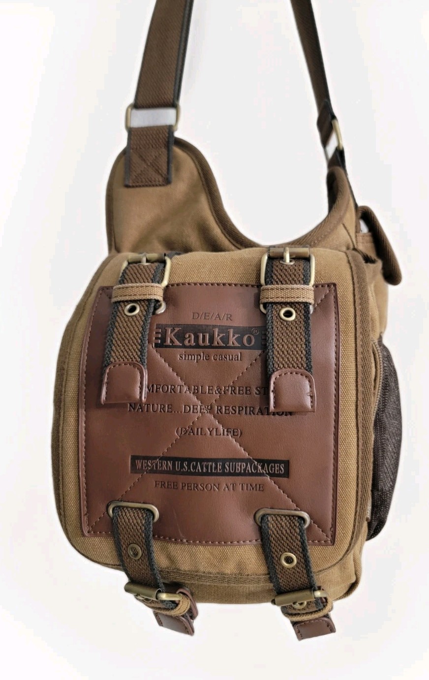 Kaukko Workshop Canvas Messenger Bag Crossbody Shoulder Sling Backpack Travel