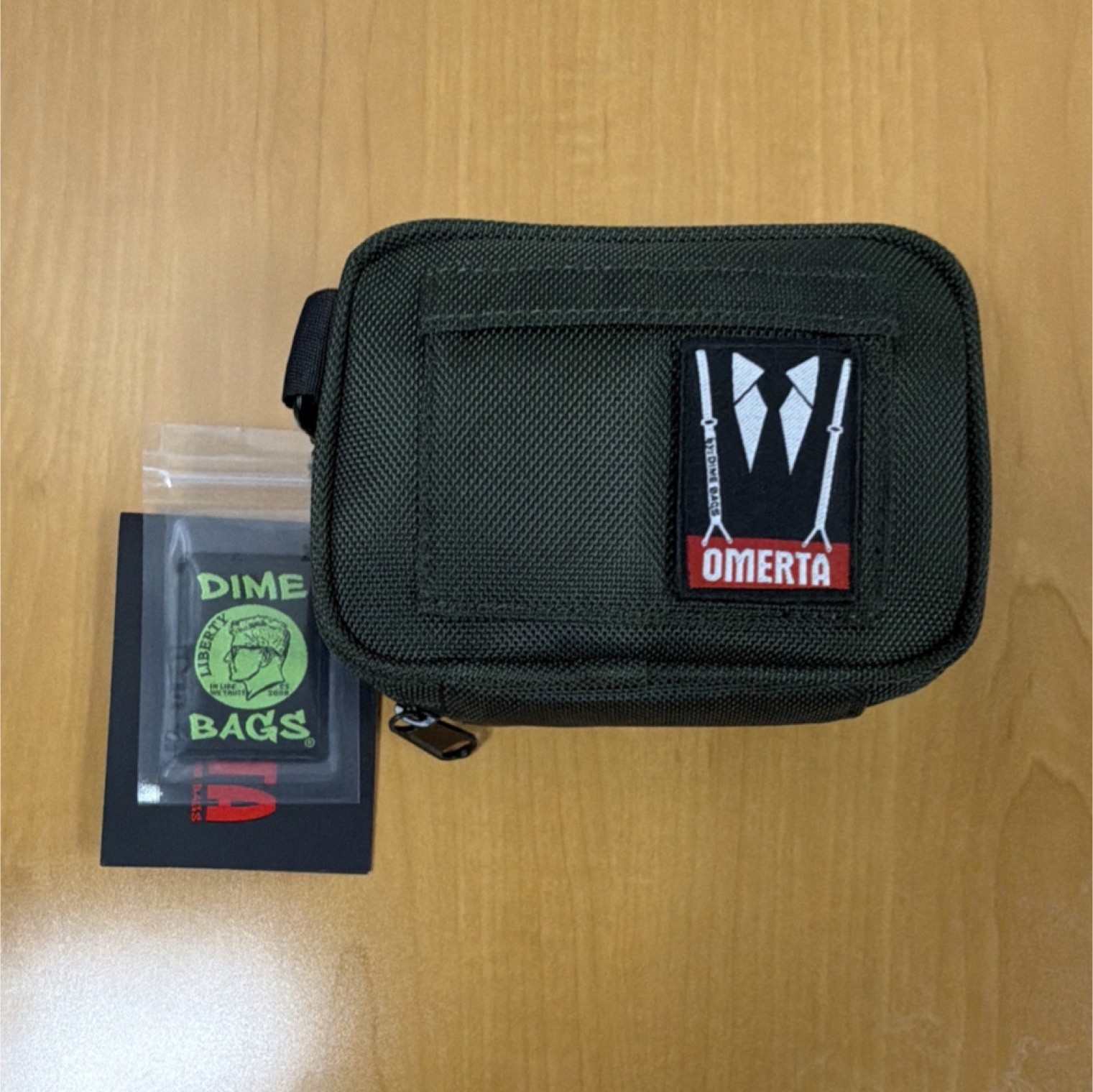 Dime Bags 7in Omerta Green Small Smell Proof Zip Clutch Wrist Strap