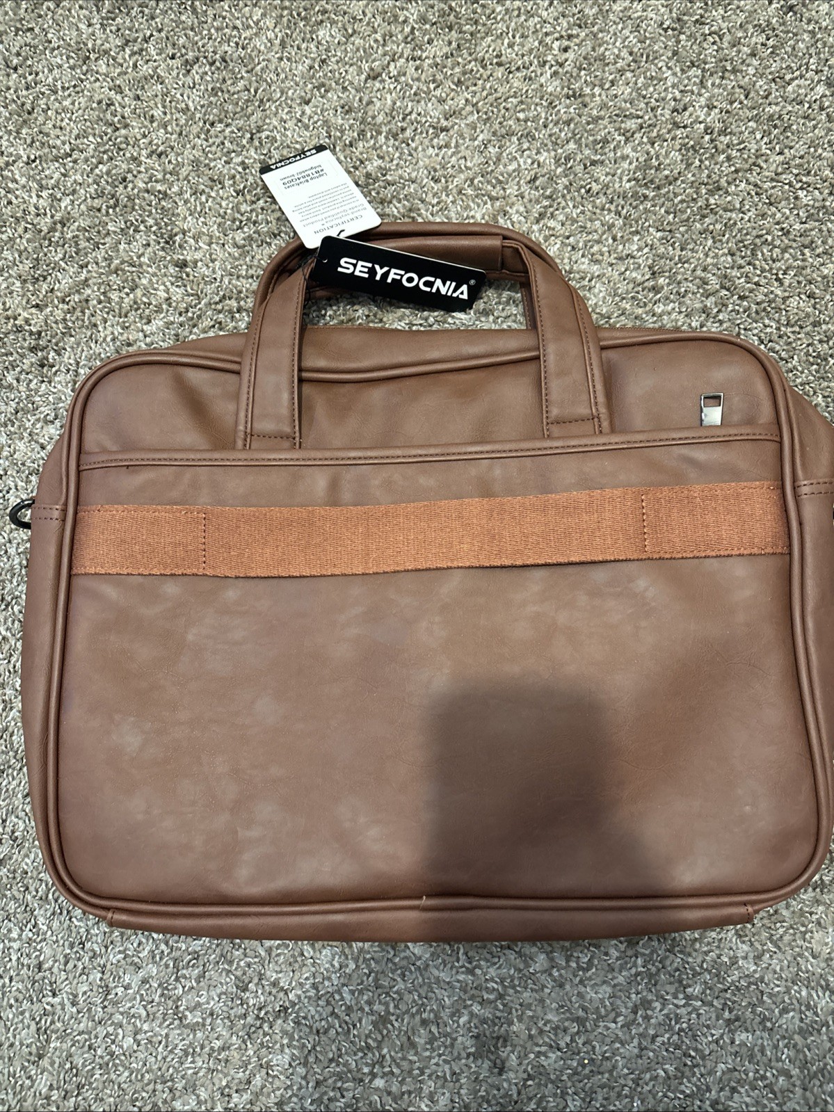 Seyfocnia Leather Message Messenger Briefcase Bag New With Tags Brown
