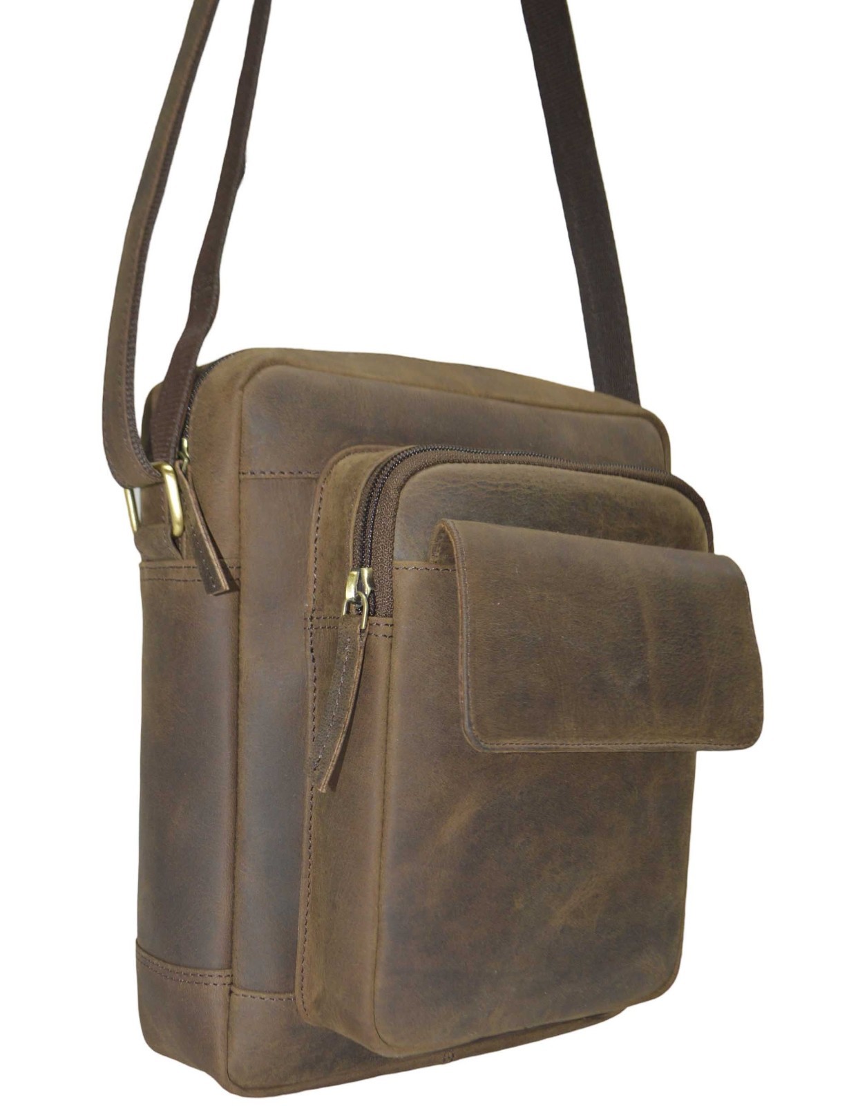 Quality Full Grain Hunter Leather Shoulder / Crossbody Bag.