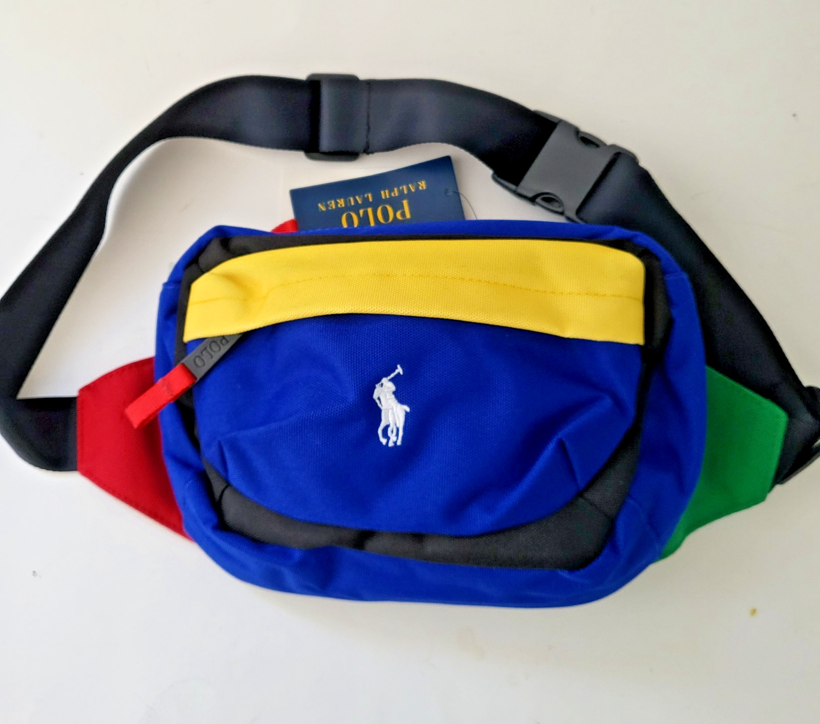 Polo Ralph Lauren Canvas crossbody Bag Belt purse Colorblock Pony Logo NWT