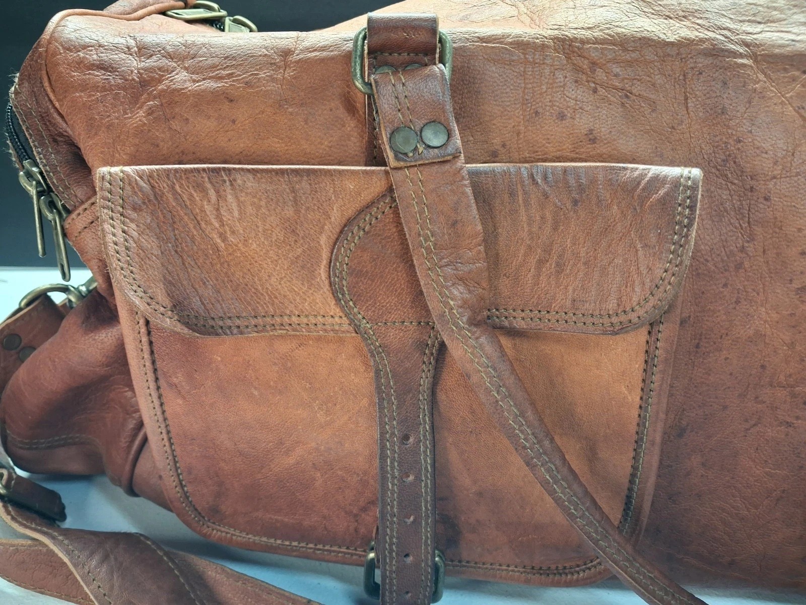 Komal’s Passion Leather 32″ Duffle Bag Adjustable Strap Multi Pocket
