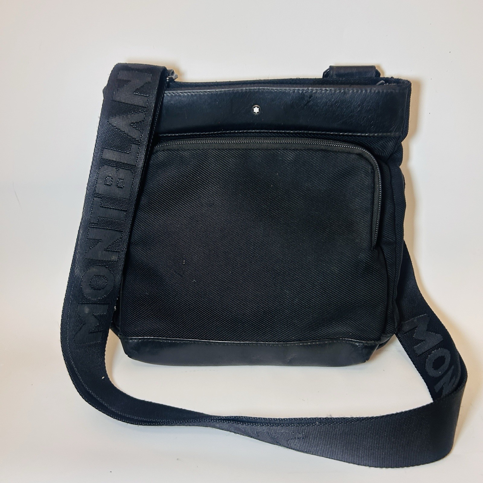 Montblanc Nightflight Crossbody Bag – Men’s Black Nylon & Leather Purse