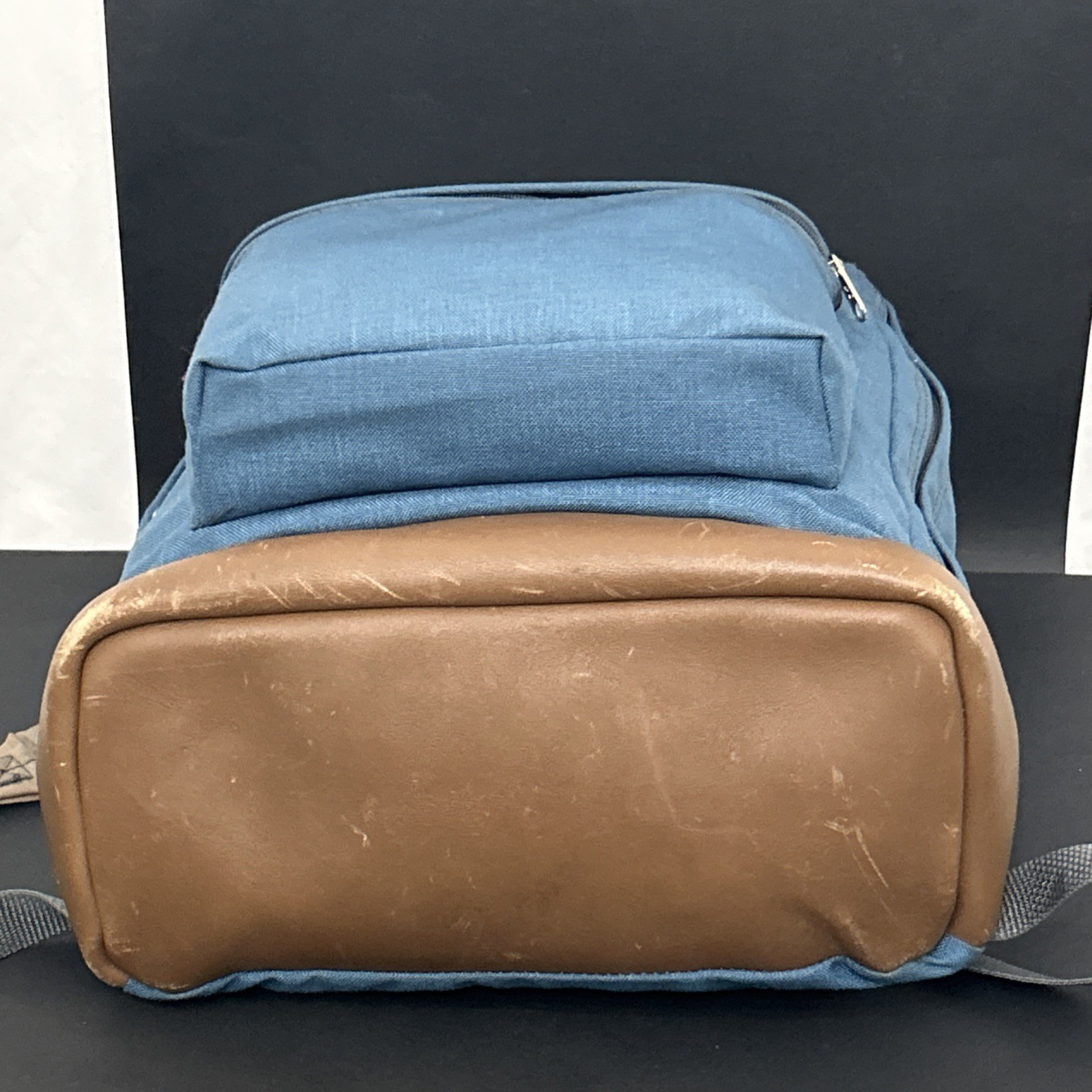 Vintage Jansport Backpack Leather Bottom 90s Retro Blue Made in USA