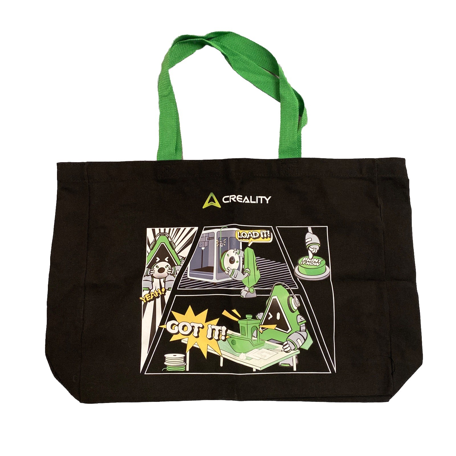 Creality Merch Signature Black + Green 19″x15″x4″ Canvas Tote 3D Printing