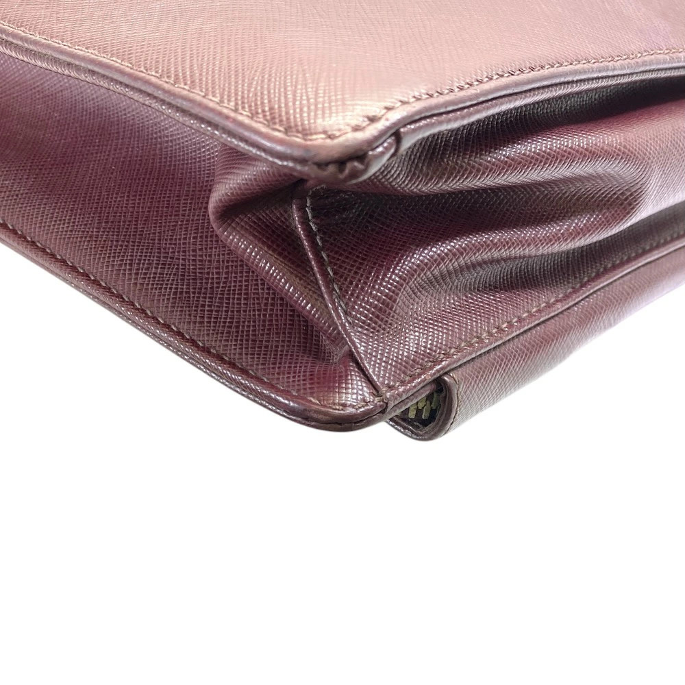 PRADA Business Bag Briefcase Handbag Triangle Logo Saffiano Leather Bordeaux