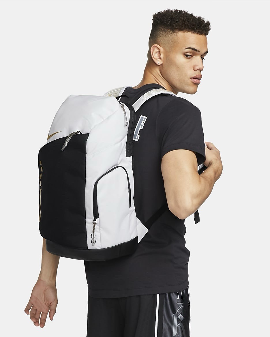 Nike Hoops Elite Backpack 32L ‘White/Black/Metallic Gold’ NWT DX9786-100