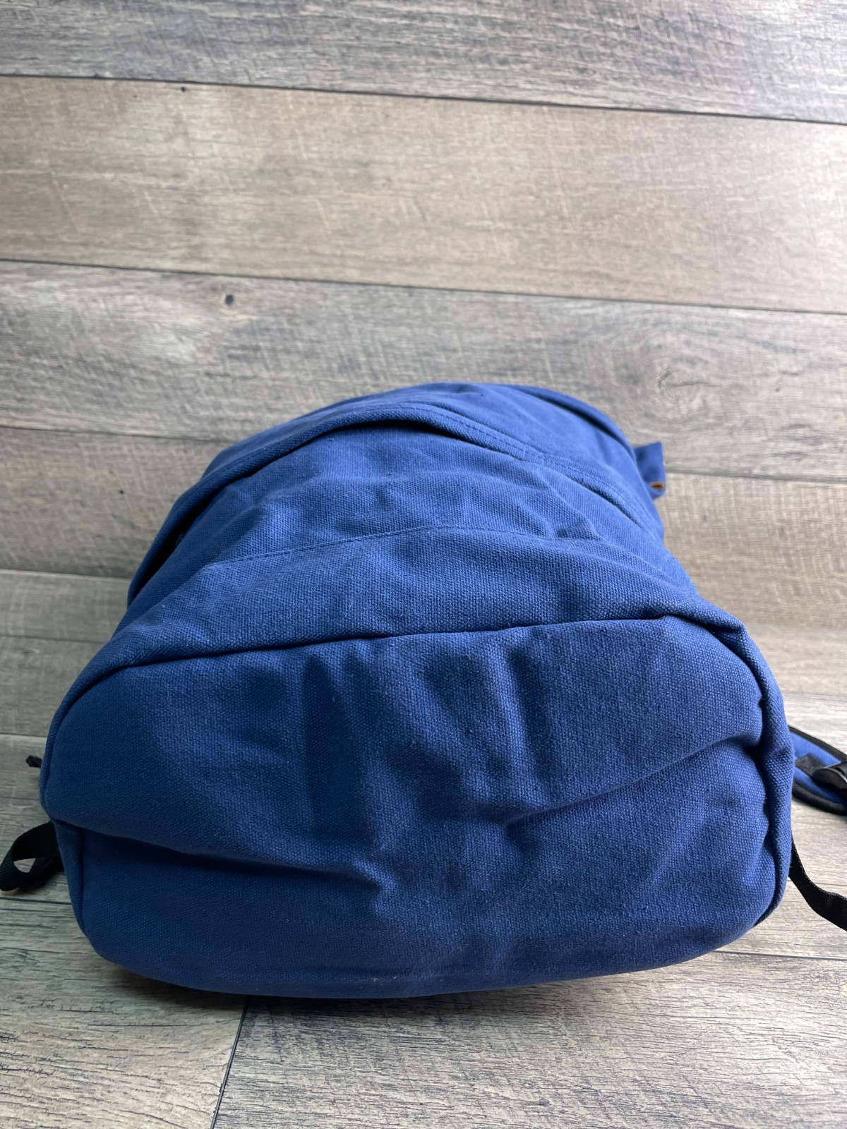 Betabrand Cornucopia Backpack Roll Top Blue Canvas Inner Pockets Sleeve Shoulder