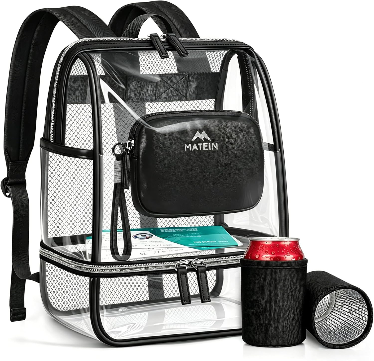 MATEIN CLASSIC TPU Clear Backpack Stadium Approved, Dual-Layer Clear Stadium Bag