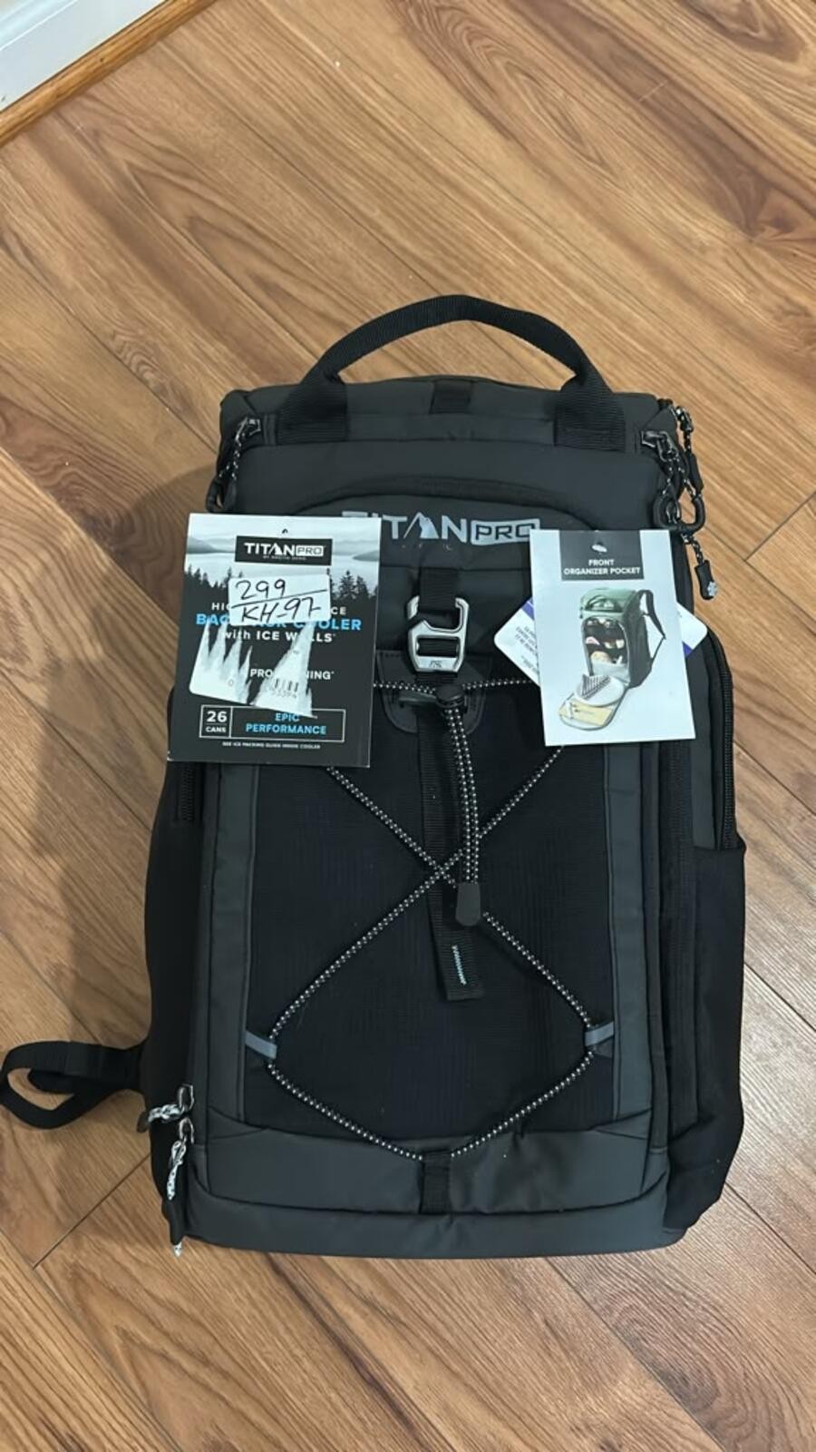 Titan PRO Backpack Cooler Black 26-Can Ice Walls Pockets Insulated Compartments