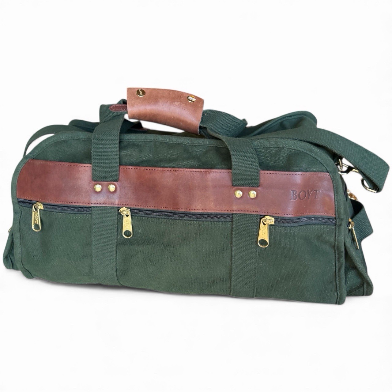 Boyt Ultimate Sportsman’s Duffel Bag Carry On Hunter Green Canvas Leather Accent
