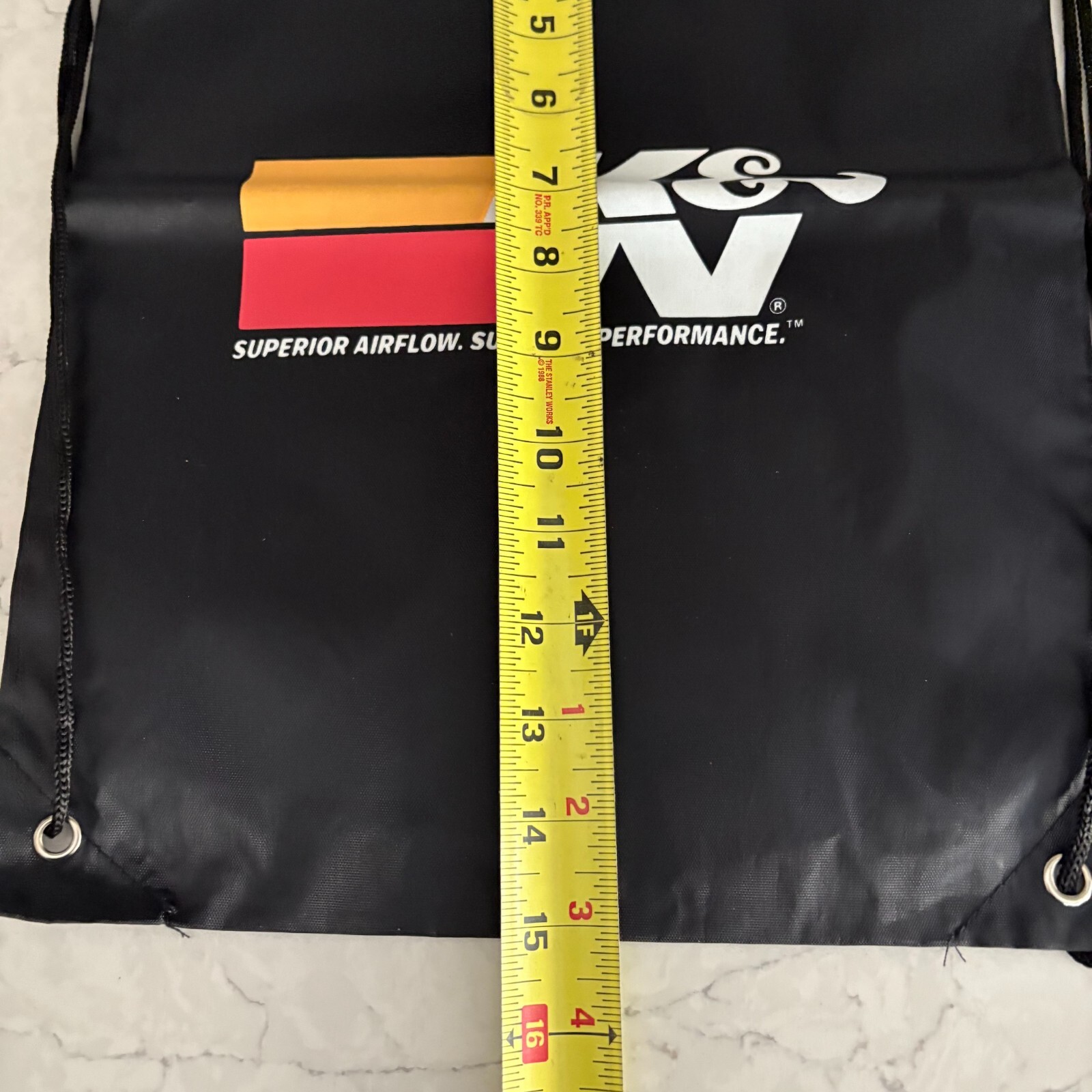 K&N Superior Air Flow Nylon Drawstring Bag Black with Booklet & 2 Logo Stickers