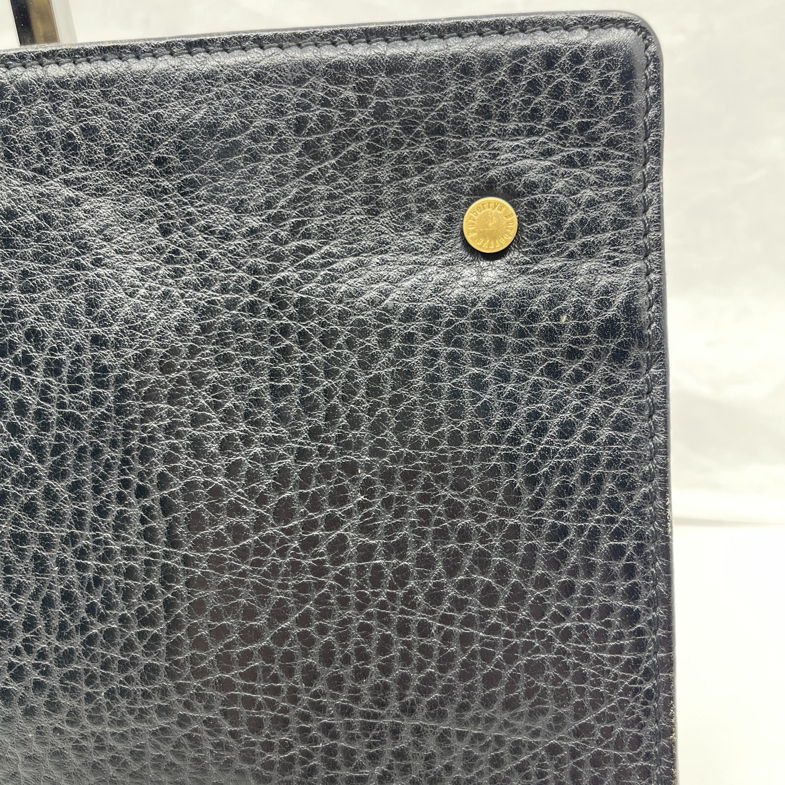 Burberry Black Leather Clutch Bag Check men’s Auth From Japan