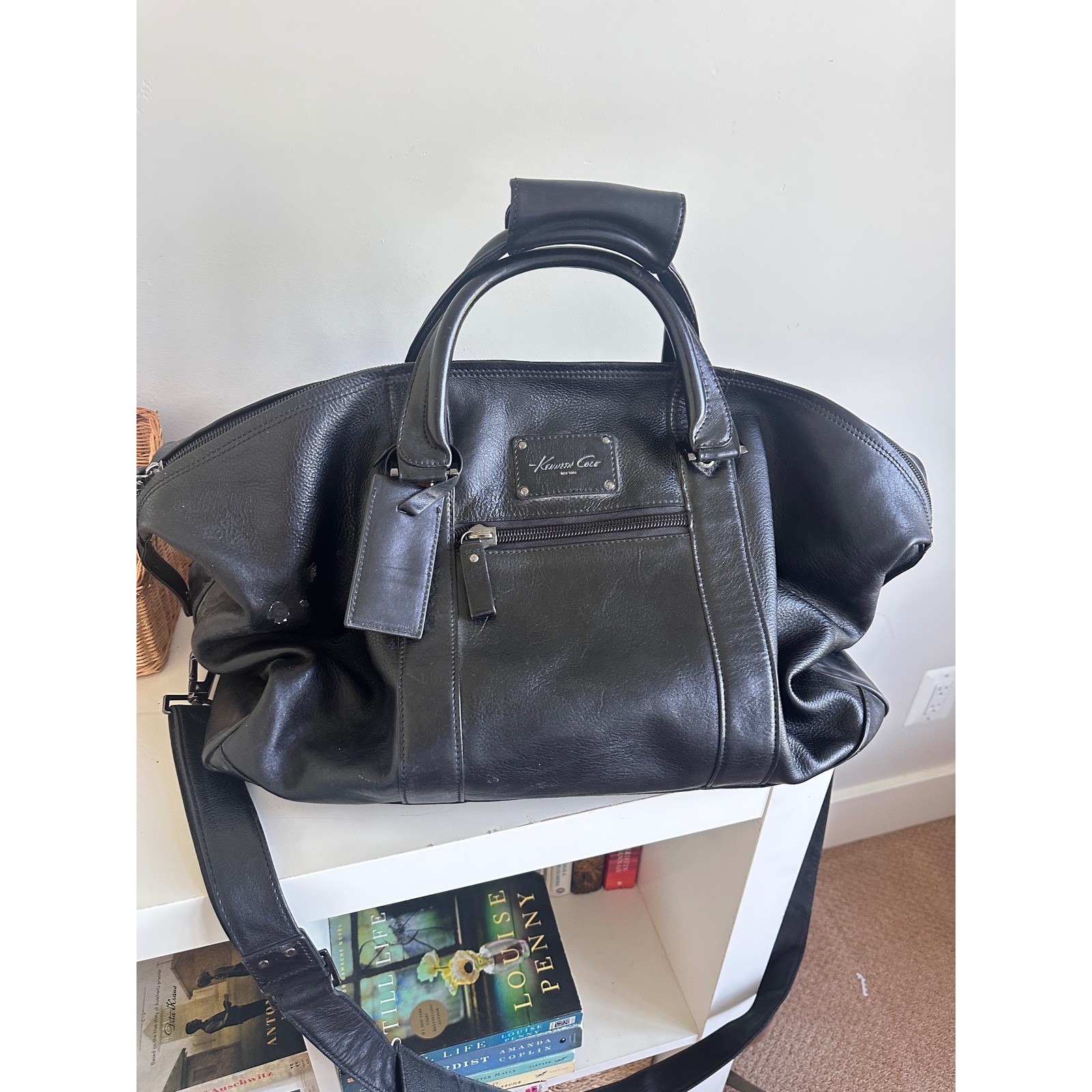 Kenneth Cole Leather Duffle Bag Weekender Travel Weekender Carry On Luggage
