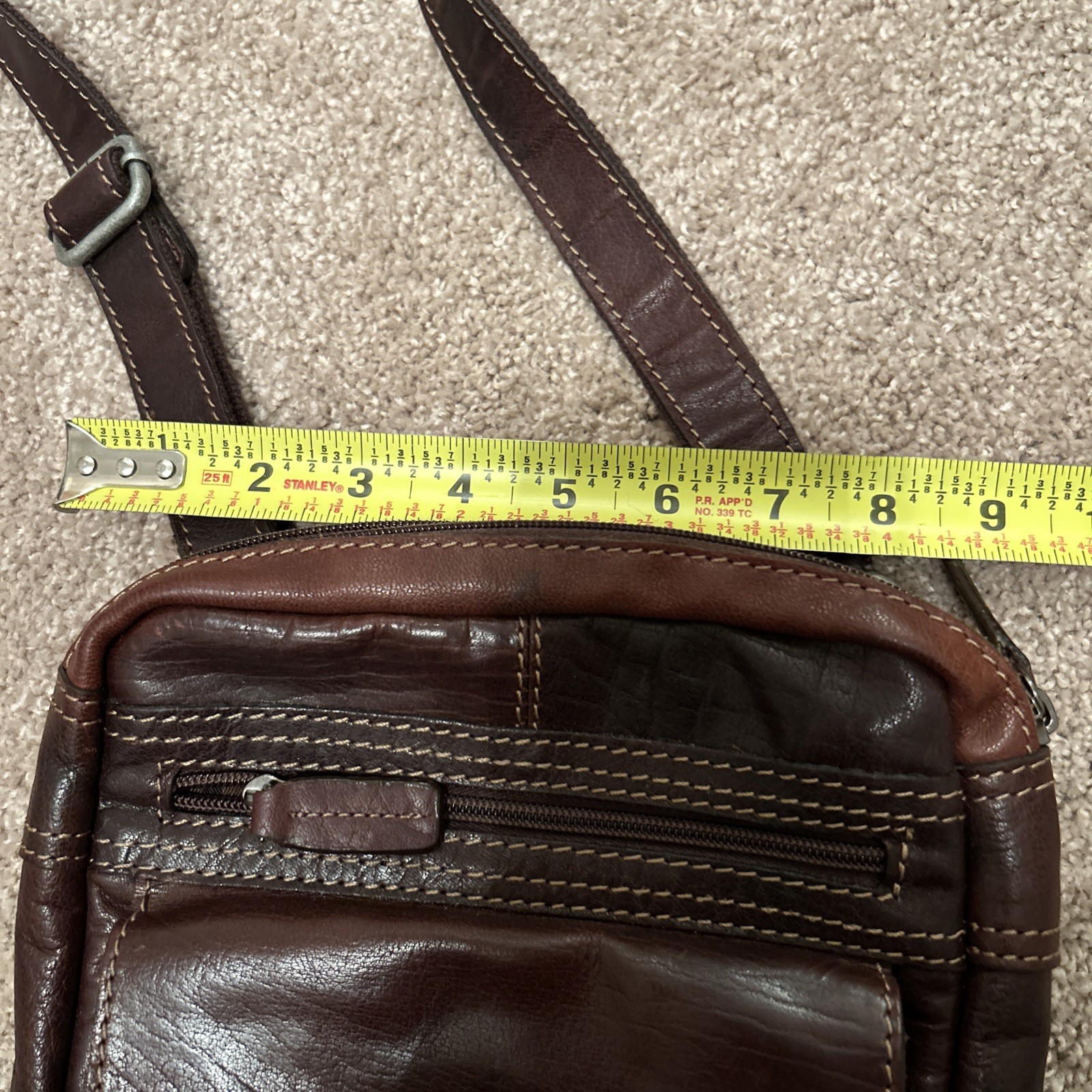 Leather Artisan Heavy Leather Messenger Bag Crossbody 10in X9 In . Never Used