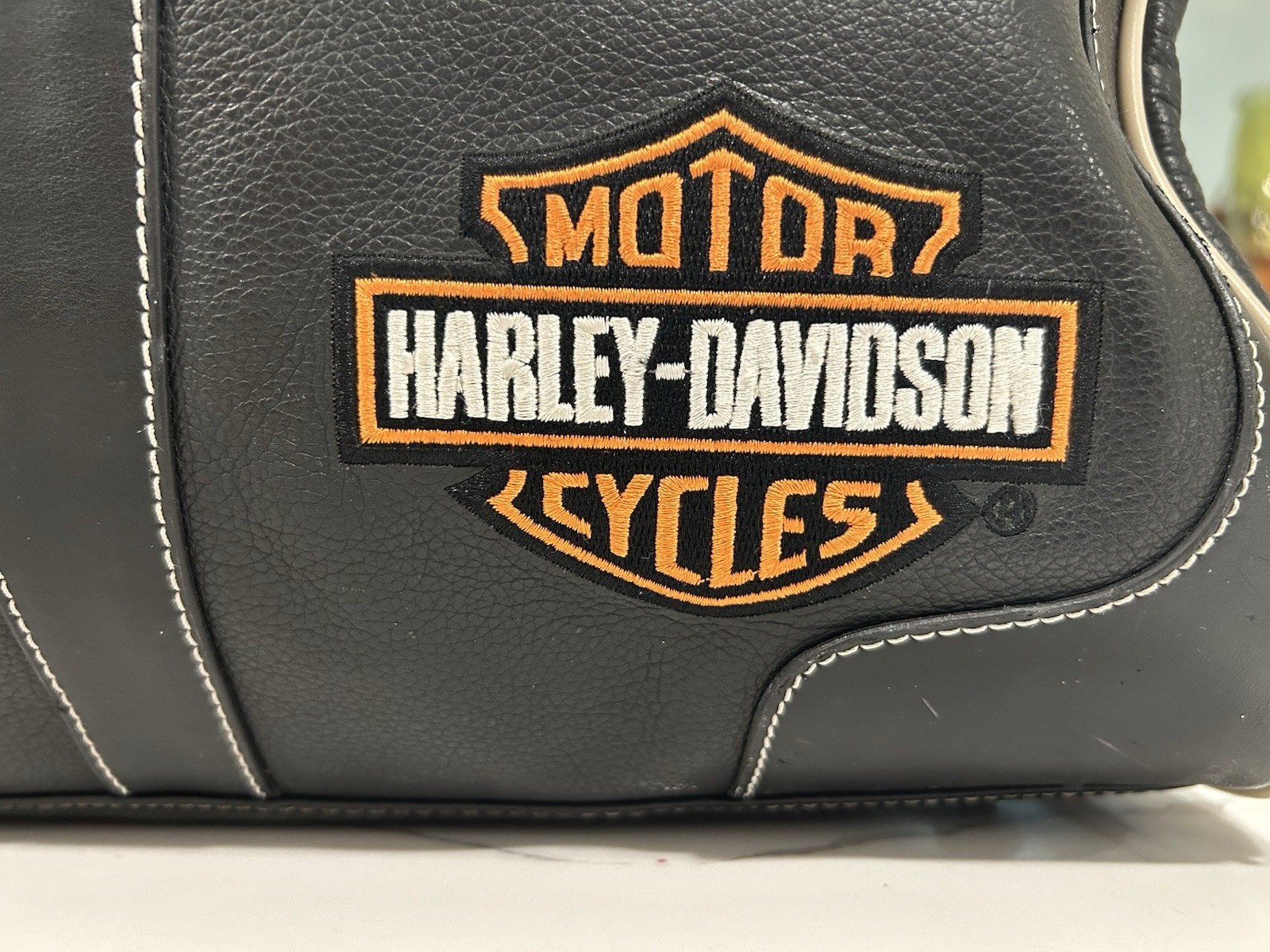 Used Harley Davidson Leather Duffle Bag Travel Black Motorcycle Carryon 22x10x12
